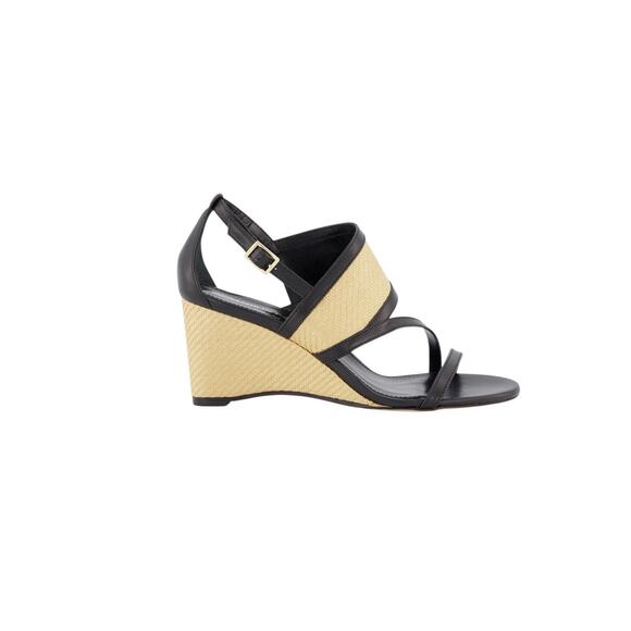 New With Box MARION PARKE Penny 70 Wedge Sandal 39.5 / US 9.5 Black Leather - Picture 1 of 13